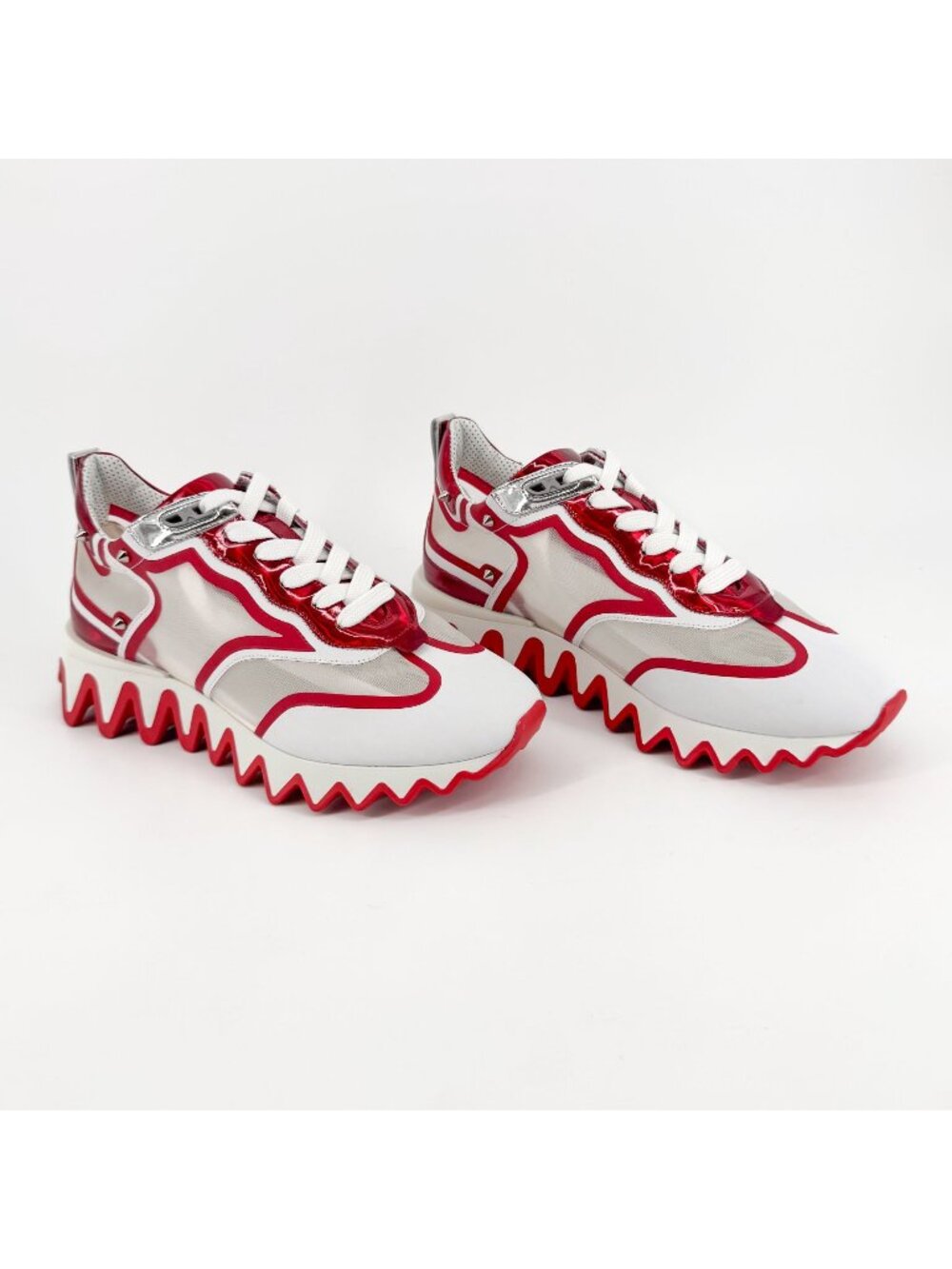 Christian Louboutin Sharkina White Red Sneakers Size 39 US 9 Women's Shark 6931
